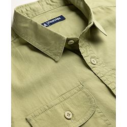 Pine Kids 100% Cotton Woven Roll Up Sleeves Solid Shirt in Olive Green for 4-5 Years