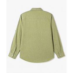 Pine Kids 100% Cotton Woven Roll Up Sleeves Solid Shirt in Olive Green for 4-5 Years