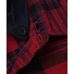 Pine Kids 100% Cotton Woven Full Sleeves Hooded Checked Shirt - Red