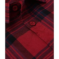 Pine Kids 100% Cotton Woven Full Sleeves Hooded Checked Shirt - Red