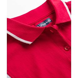 Pine Kids 100% Cotton Knit Sleeveless Hearts Printed Frock - Red