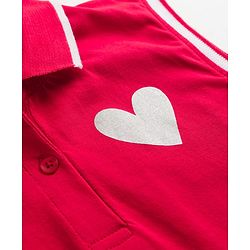 Pine Kids 100% Cotton Knit Sleeveless Hearts Printed Frock - Red