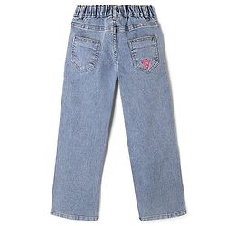 Pine Kids Denim Woven Full Length Jeans With Cartoon Patch - Blue
