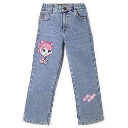 Pine Kids Denim Woven Full Length Jeans With Cartoon Patch - Blue