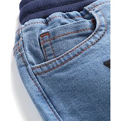 Pine Kids Denim Woven Full Length Jeans With Text Print - Navy Blue