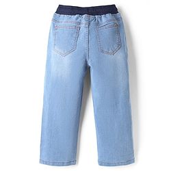 Pine Kids Denim Woven Full Length Jeans With Text Print - Navy Blue