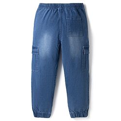 Pine Kids Cotton Elastane Denim Full Length Jeans with Cargo Pockets in Blue