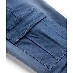 Pine Kids Cotton Elastane Denim Full Length Jeans with Cargo Pockets in Blue