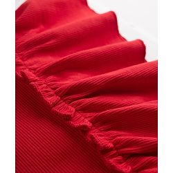 Pine Kids Cotton Knit Solid Flutter Half Sleeves Top - Red