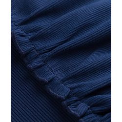 Pine Kids Cotton Knit Solid Flutter Half Sleeves Top - Navy Blue