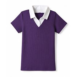 Pine Kids Cotton Lycra Knit Polo Top with Half Sleeves - Purple