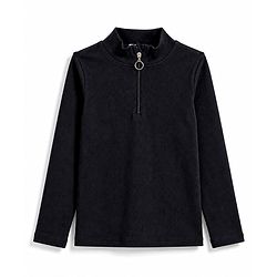 Pine Kids Cotton Lycra Knit Full Sleeves Solid Top - Black