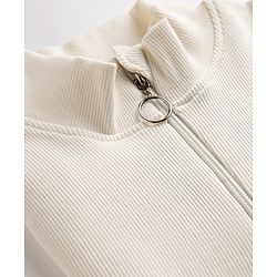 Pine Kids Cotton Lycra Knit Full Sleeves Solid Top - White
