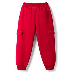 Pine Kids Knit Full Length Lounge Pant With Cargo Pockets & Text Print - Red