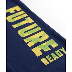 Pine Kids Knit Full Length Lounge Pant With Pockets & Text Print - Navy