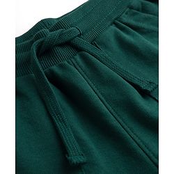 Pine Kids Knit Full Length Lounge Pant With Pockets & Text Print - Dark Green