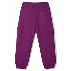 Pine Kids Knit Full Length Text Printed Lounge Pant with Pockets - Purple