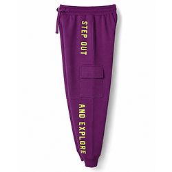 Pine Kids Knit Full Length Text Printed Lounge Pant with Pockets - Purple