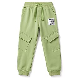 Pine Kids Knit Full Length Cut N Sew Lounge Pant With Patch & Pockets - Olive Green
