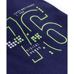 Pine Kids Knit Full Length Cut N Sew Text Printed Lounge Pant - Navy Blue