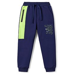 Pine Kids Knit Full Length Cut N Sew Text Printed Lounge Pant - Navy Blue