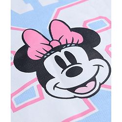 Pine Kids Disney Terry Knit Half Sleeves T-Shirt & Shorts Set With Minnie Mouse Graphic - Light Blue