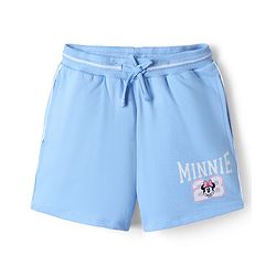 Pine Kids Disney Terry Knit Half Sleeves T-Shirt & Shorts Set With Minnie Mouse Graphic - Light Blue