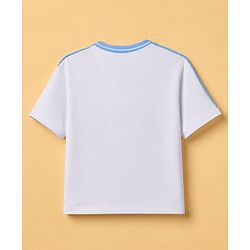 Pine Kids Disney 100% Cotton Knit Terry T-Shirt with Half Sleeves and Minnie Mouse Print in White & Blue