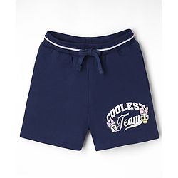 Pine Kids Disney Terry Knit Half Sleeves T-Shirt & Shorts Set with Front & Back Minnie Mouse Graphic - Navy Blue