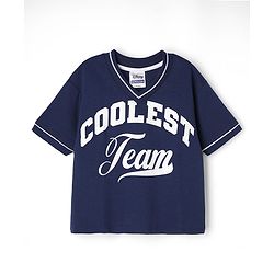 Pine Kids Disney Terry Knit Half Sleeves T-Shirt & Shorts Set with Front & Back Minnie Mouse Graphic - Navy Blue