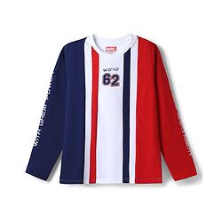 Pine Kids Marvel 100% Cotton Knit Full Sleeves T-Shirt With Spider Man Graphic - Red & Navy Blue