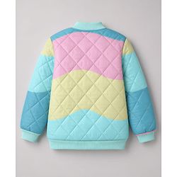 Pine Kids Woven Full Sleeves Quilted Bomber Jacket - Sea Green