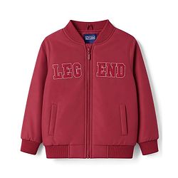 Pine Kids Woven Full Sleeves Text Embroidered Bomber Jacket - Red