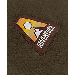 Pine Kids Knit Full Sleeves Bomber Jacket with Adventure Badge- Brown