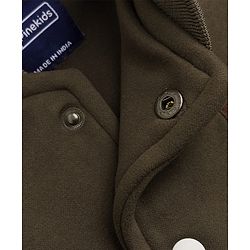 Pine Kids Knit Full Sleeves Bomber Jacket with Adventure Badge- Brown