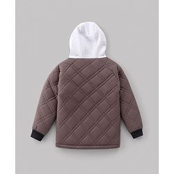 Pine Kids Woven Hooded Winter Jacket with Full Sleeves - Brown