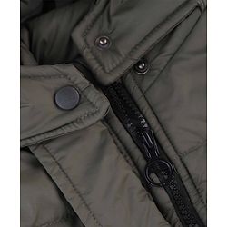 Pine Kids Woven Hooded Winter Jacket with Full Sleeves and Fur - Olive Green