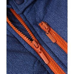 Pine Kids Woven Hooded Jacket with Full Sleeves - Navy Blue