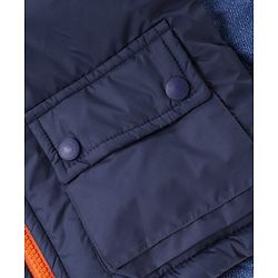 Pine Kids Woven Hooded Jacket with Full Sleeves - Navy Blue