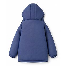 Pine Kids Woven Hooded Jacket with Full Sleeves - Navy Blue