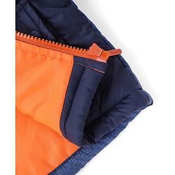 Pine Kids Woven Hooded Jacket with Full Sleeves - Navy Blue