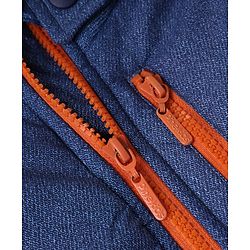 Pine Kids Woven Hooded Jacket with Full Sleeves - Navy Blue