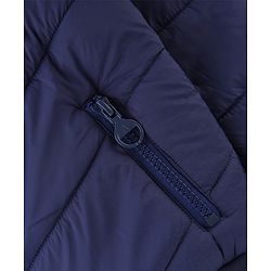 Pine Kids Woven Hooded Winter Jacket with Full Sleeves and Striped Pattern - Navy Blue