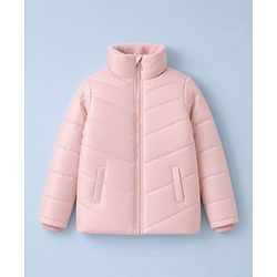 Pine Kids Woven Full Sleeves Solid Colour Padded Jacket - Pink