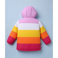Pine Kids Woven Full Sleeves Hooded Padded Winter Jacket - White