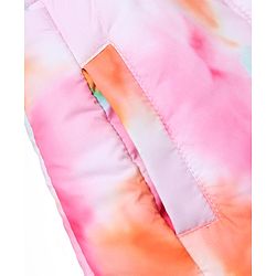 Pine Kids Woven Full Sleeves Hooded Padded Jacket with Tie & Dye Print - Pink