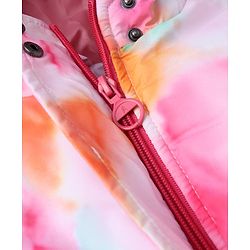 Pine Kids Woven Full Sleeves Hooded Padded Jacket with Tie & Dye Print - Pink