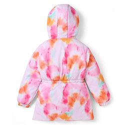 Pine Kids Woven Full Sleeves Hooded Padded Jacket with Tie & Dye Print - Pink