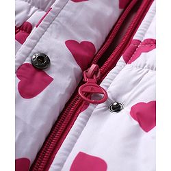 Pine Kids Woven Hooded Padded Winter Jacket With Heart Print - Pink