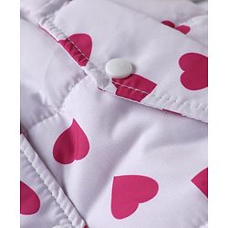 Pine Kids Woven Hooded Padded Winter Jacket With Heart Print - Pink